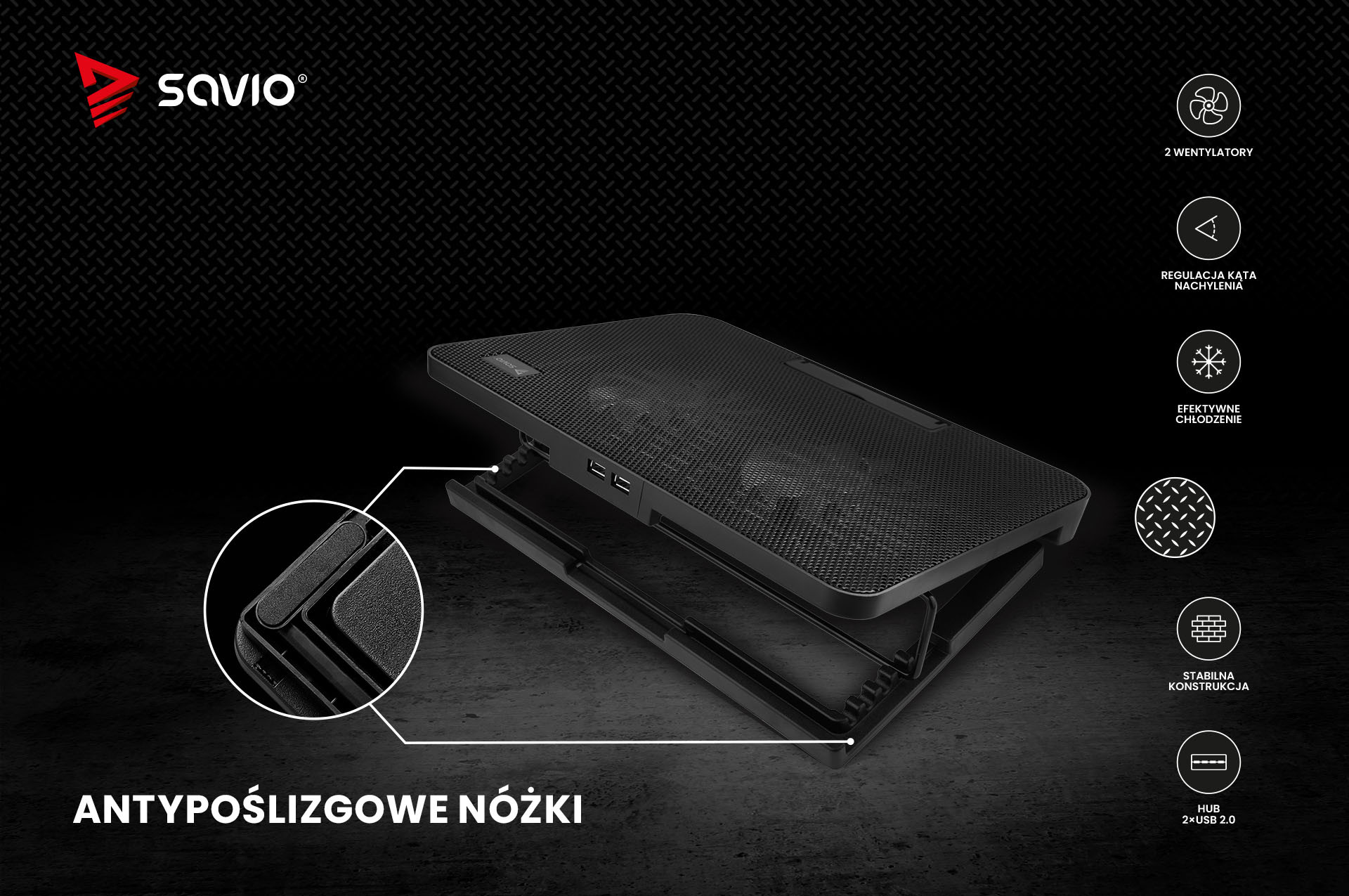 SAVIO PODSTAWKA CHŁODZĄCA POD LAPTOP COS-02 - zdjęcie 5
