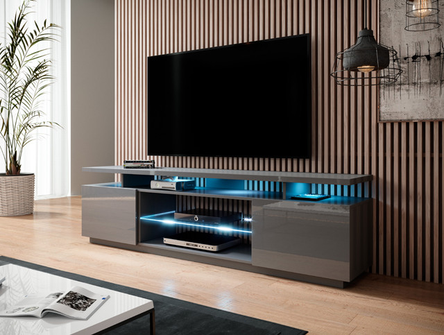 Szafka RTV EVA 180x40x52 grafit/grafit połysk - zdjęcie 2