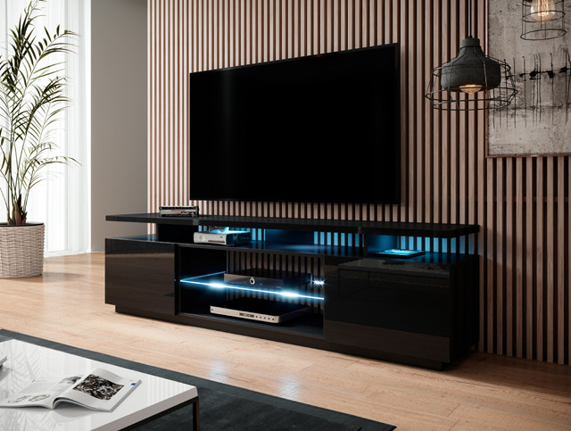 Szafka RTV EVA 180x40x52 czarny/czarny połysk - zdjęcie 2