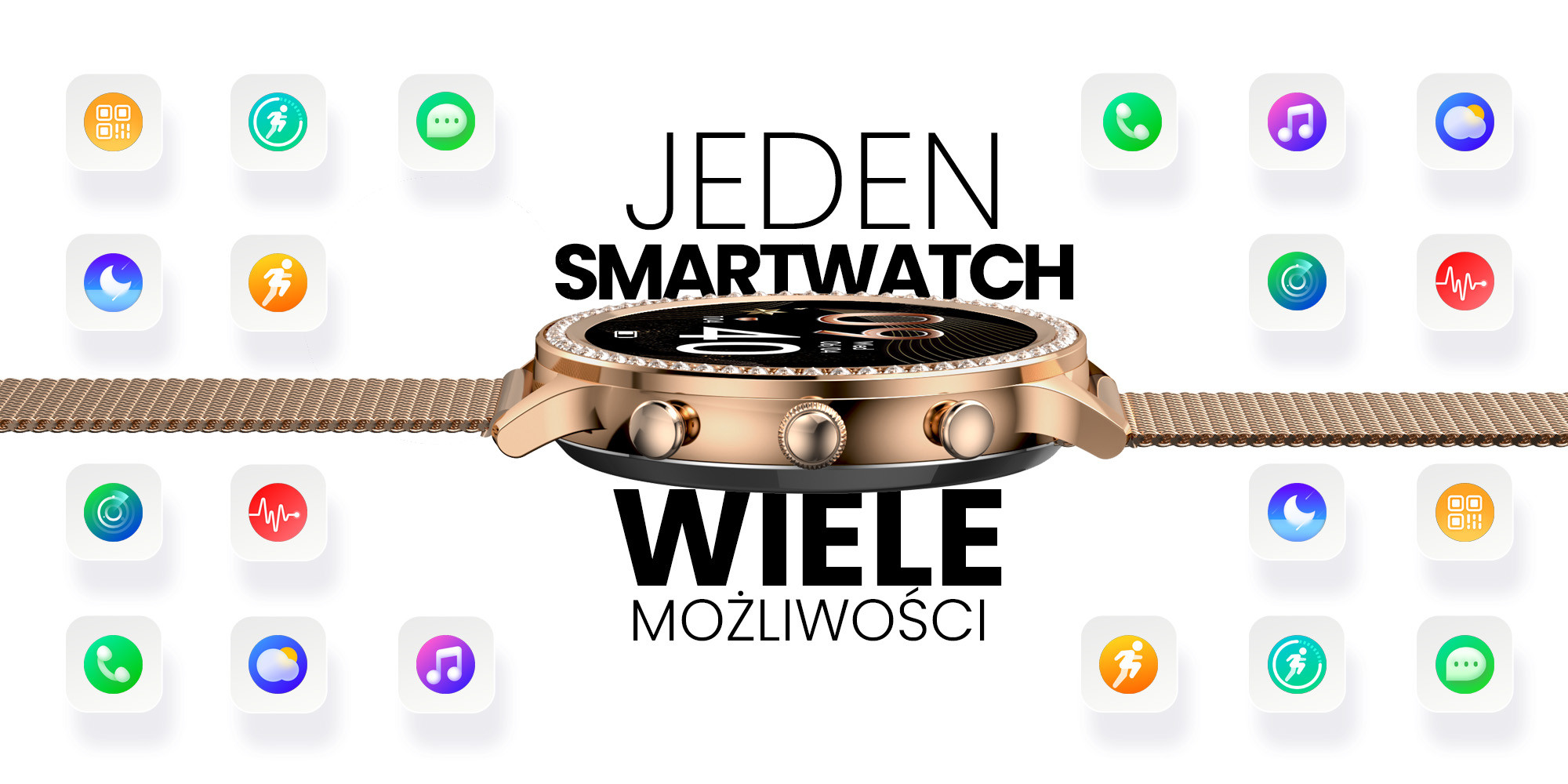 Smartwatch damski Manta Diamond Lusso srebrny + bransoletka YES - zdjęcie 13