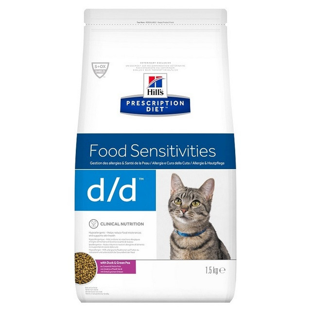 HILL'S Prescription Diet Food Sensitivities d/d Feline z kaczką i zielonym groszkiem - sucha karma dla kota z alergią - 1,5 kg - zdjęcie 2