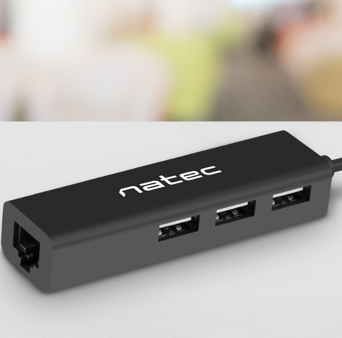NATEC HUB USB 2.0 DRAGONFLY 3 PORTY + RJ45 - zdjęcie 1