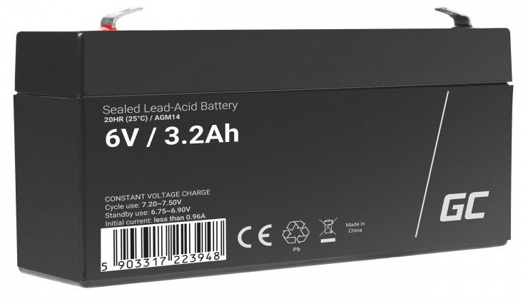 GREEN CELL AKUMULATOR ŻELOWY AGM14 6V 3,2AH - zdjęcie 1