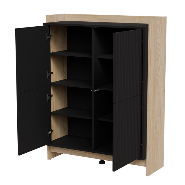 Komoda PORTO 100x38x130 dąb/czarny - zdjęcie 3