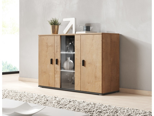 Komoda 120cm SOHO S7 dąb lefkas+ czarny - zdjęcie 1