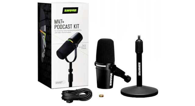 Shure MV7+-K-BNDL - Mikrofon lektorski/wokalny ze złączem XLR/USB-C Czarny + statyw biurkowy GATOR - zdjęcie 1