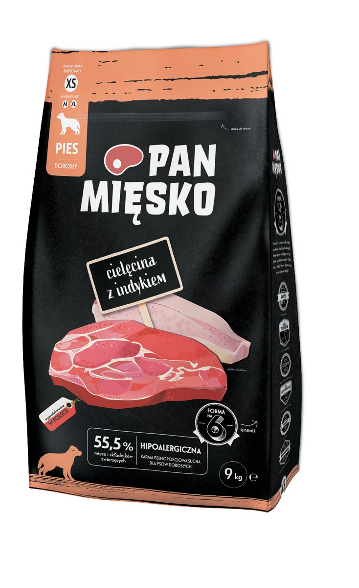 PAN MIĘSKO Cielęcina z indykiem XS - sucha karma dla psa - 9kg - zdjęcie 2