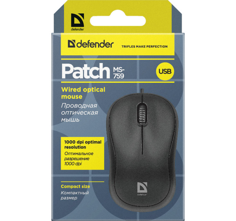 DEFENDER MYSZ PATCH MS-759 OPTICAL CZARNA 52759 - zdjęcie 2