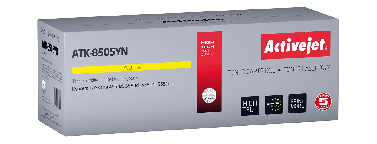 Activejet ATK-8505YN Toner do drukarek Kyocera; Zamiennik Kyocera TK-8505Y; Supreme; 20000 stron; żółty - zdjęcie 6