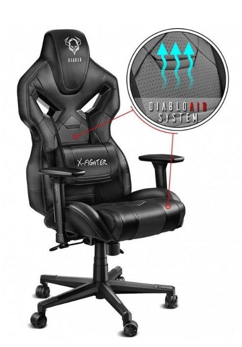Fotel gamingowy DIABLO X-FIGHTER fotel czarno-czarny - zdjęcie 5