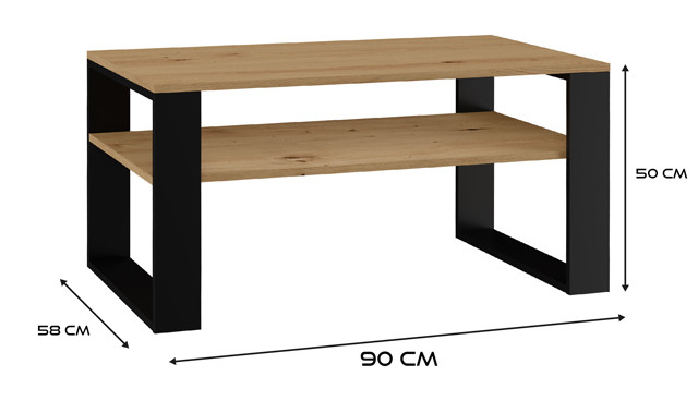 Stolik ława MODERN 1P 90x58xH50 artisan/czerń - zdjęcie 2