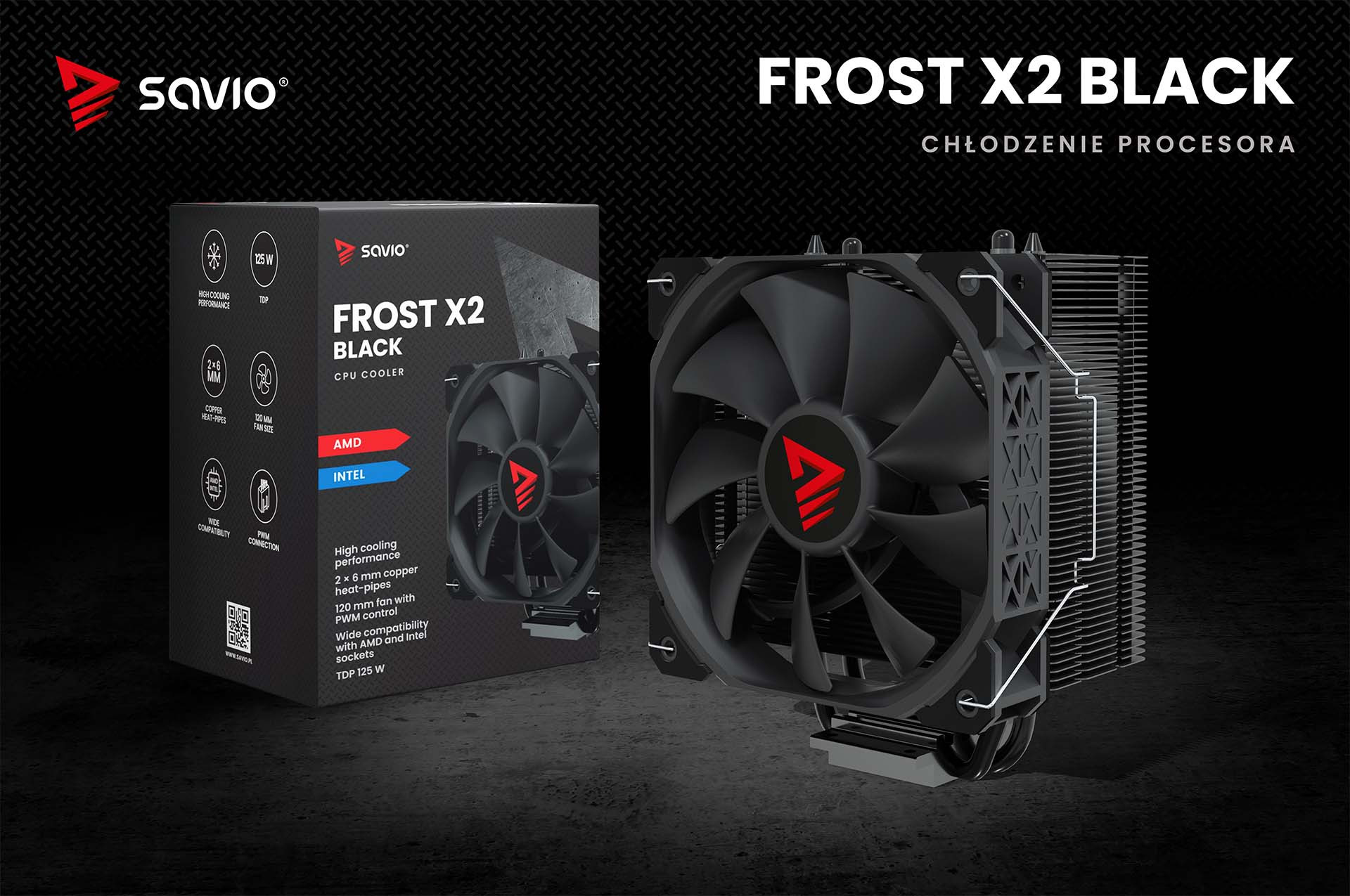SAVIO CHŁODZENIE CPU FROST BLACK X2 - zdjęcie 1