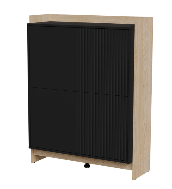 Komoda PORTO 100x38x130 dąb/czarny - zdjęcie 2
