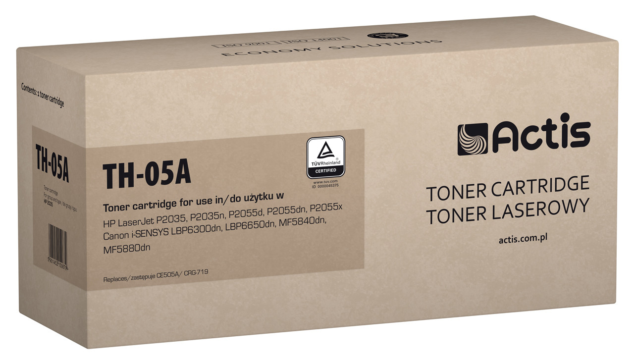 Actis TH-05A Toner do drukarek HP, Canon, Zamiennik HP 05A CE505A, Canon CRG-719; Standard; 2300 stron; czarny. - zdjęcie 1