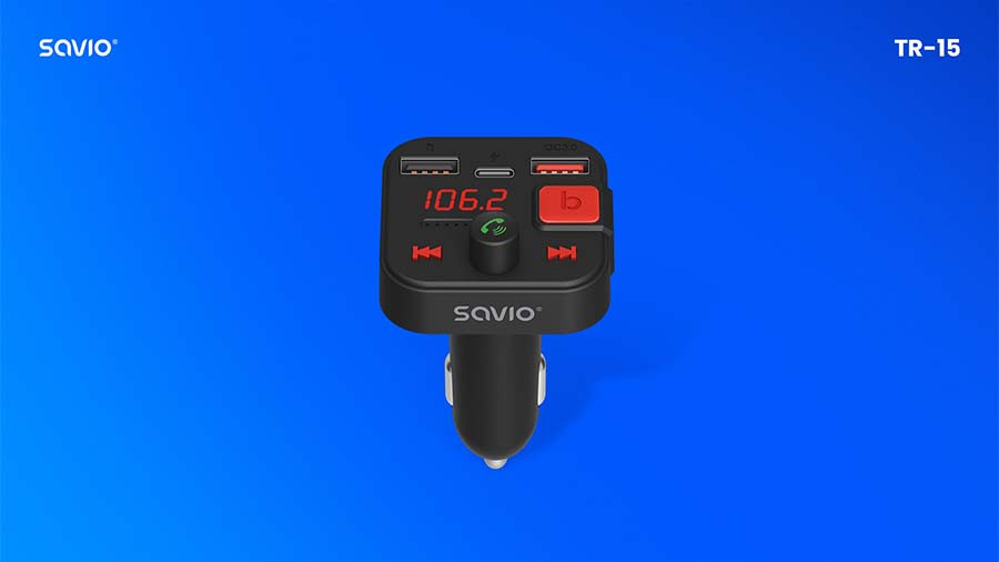 SAVIO TR-15 TRANSMITER FM Z BLUETOOTH I ŁADOWARKĄ - zdjęcie 1