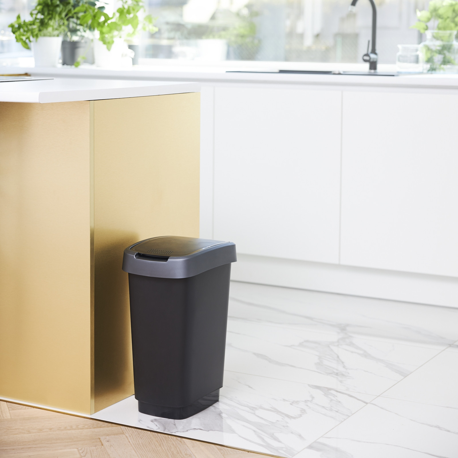 ROTHO Twist Srebrny - kosz na śmieci - 10l - zdjęcie 1