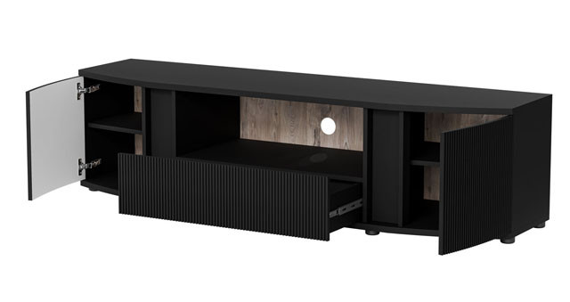 Szafka RTV MICHELLE 178x35-47xH48 czarny/dąb viking - zdjęcie 2