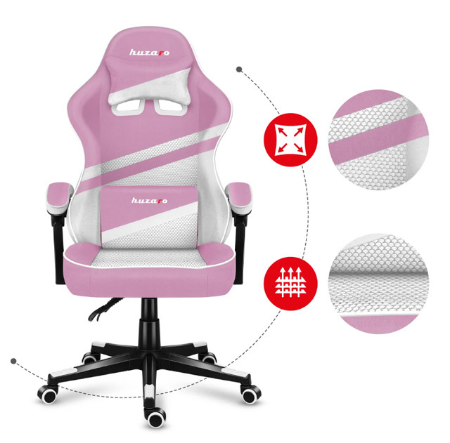 Fotel gamingowy Huzaro Force 4.4 Pink Mesh - zdjęcie 4