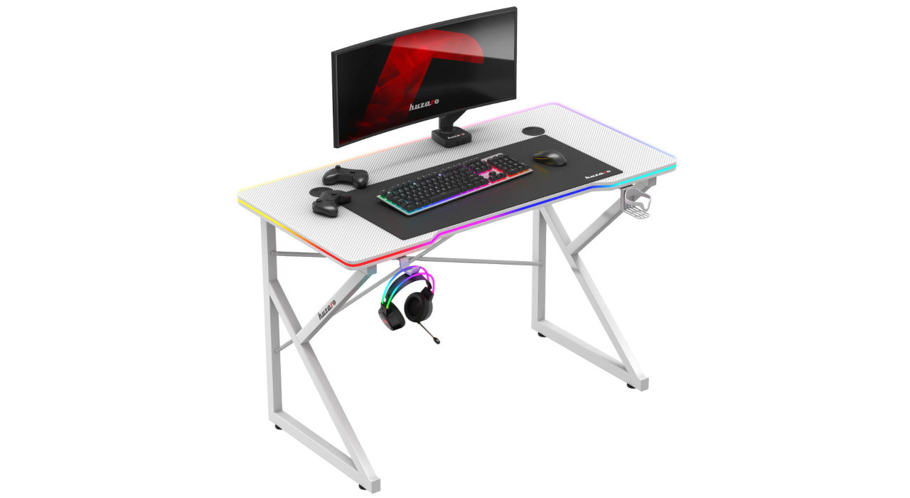 Biurko gamingowe Huzaro Hero 1.7 RGB White - zdjęcie 1