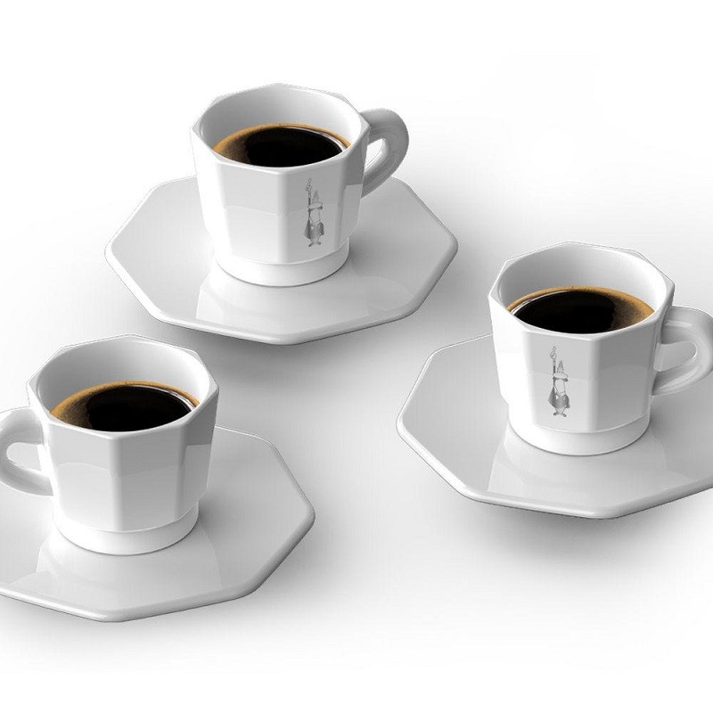 Bialetti Zestaw 4 filiżanek z podstawką - Biały (4 sztuki) - zdjęcie 1
