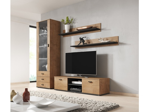 Szafka RTV SOHO 180 dąb lefkas + czarny - zdjęcie 2