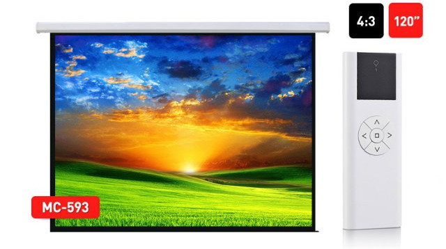 MACLEAN EKRAN PROJEKCYJNY ELEKTRYCZNY 120" 240X180 4:3 ŚCIANA LUB SUFIT MC-593 - zdjęcie 1