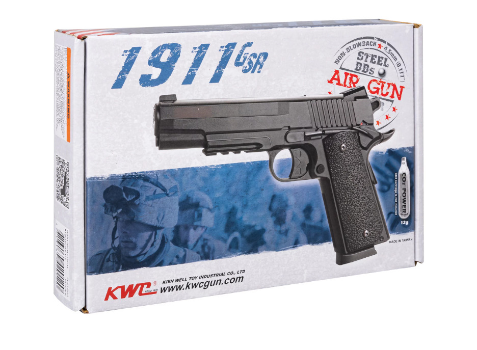 Wiatrówka pistolet RANGER 1911 GSR KWC kal. 4,5 BBs 20 strz. METAL SLIDE CO2 (AAKCMD421AZB) - zdjęcie 4