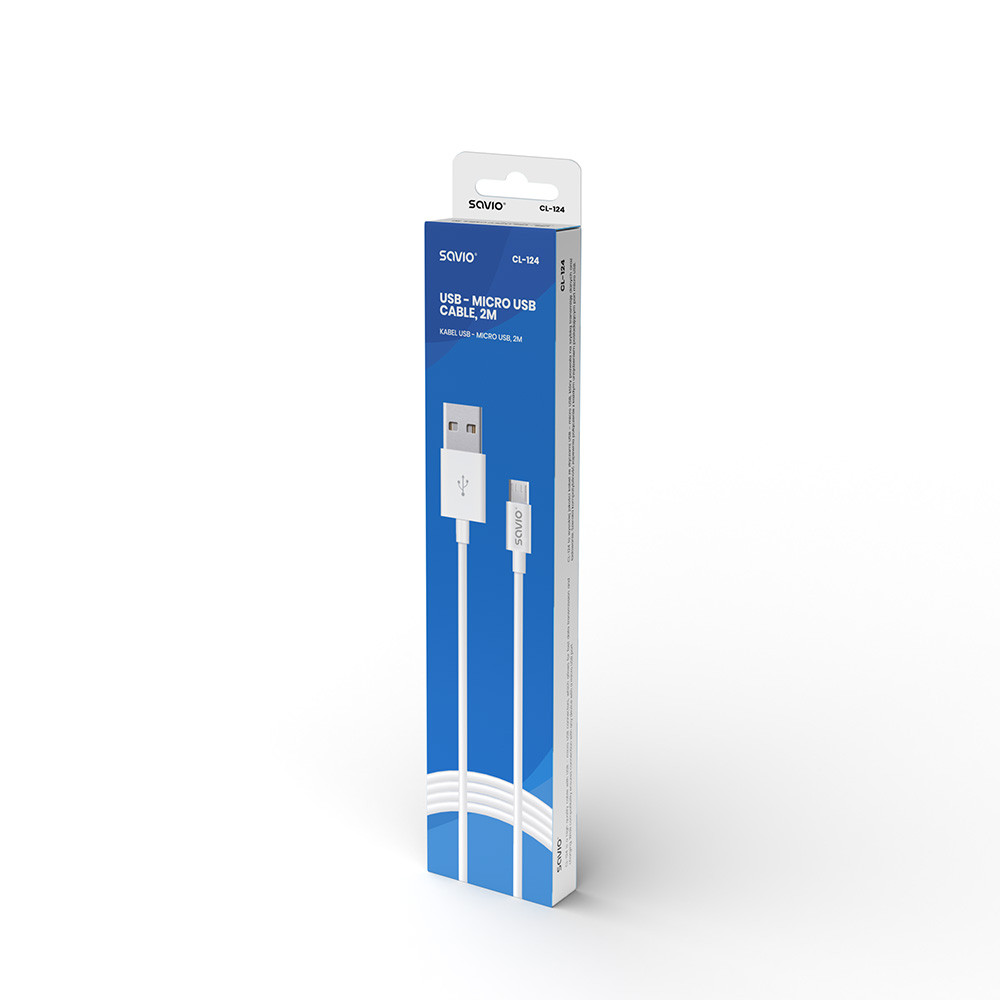 SAVIO KABEL USB - MICRO USB 2.1A, 2M CL-124 - zdjęcie 3