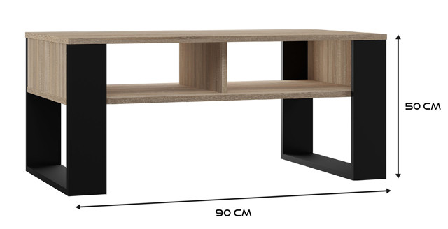 Stolik ława MODERN 2P 90x58xH50 sonoma/czarny - zdjęcie 2