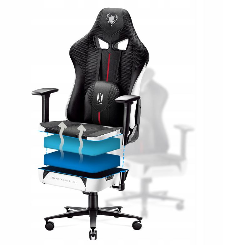 Fotel gamingowy DIABLO X-PLAYER 2.0 normal fotel biało-czarny - zdjęcie 7