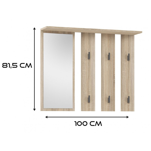 Wieszak + lustro PARMA 100x15xH.81,5 sonoma - zdjęcie 2