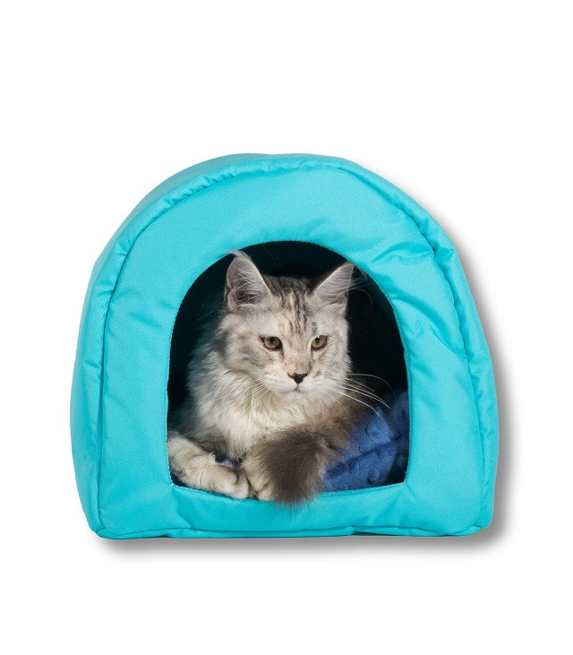 GO GIFT Jaskinia Budka dla kota i psa - niebieski - 40 x 33 x 29 cm - zdjęcie 1