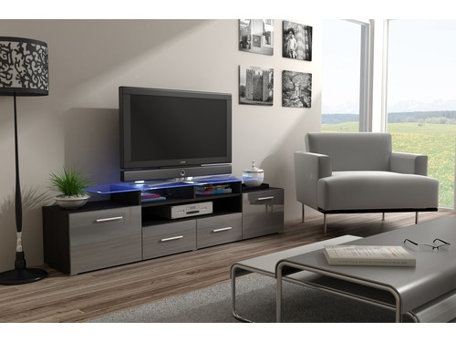 Szafka RTV EVORA 200 wenge/szary połysk - zdjęcie 1