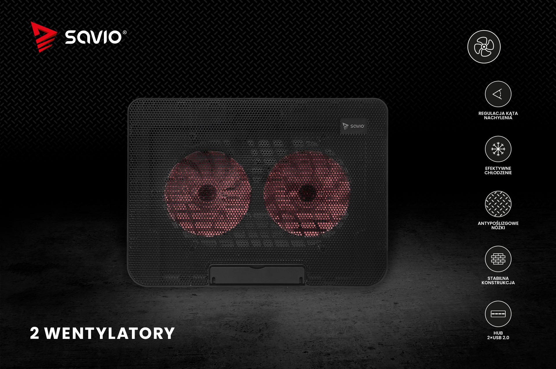 SAVIO PODSTAWKA CHŁODZĄCA POD LAPTOP COS-02 - zdjęcie 2