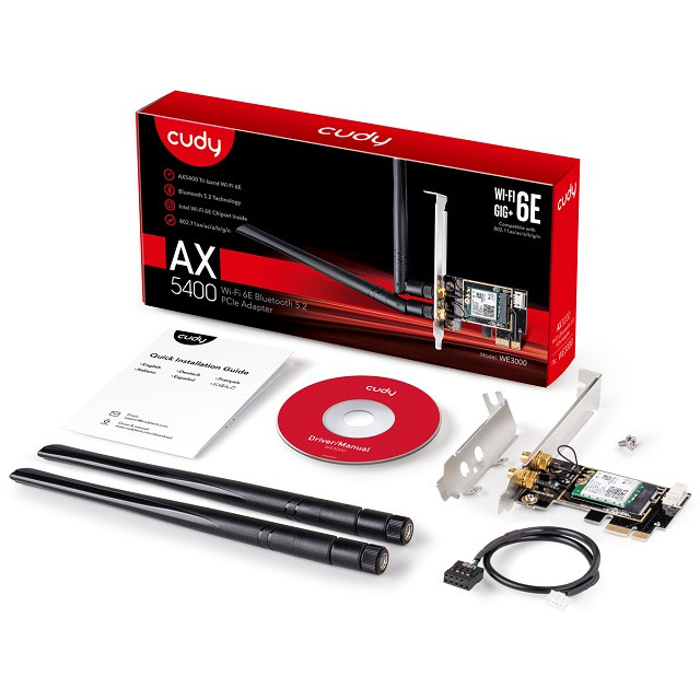 Karta sieciowa CUDY WE3000 AX5400 Wi-Fi 6 + BT 5.2 Intel AX210 PCIe - zdjęcie 3