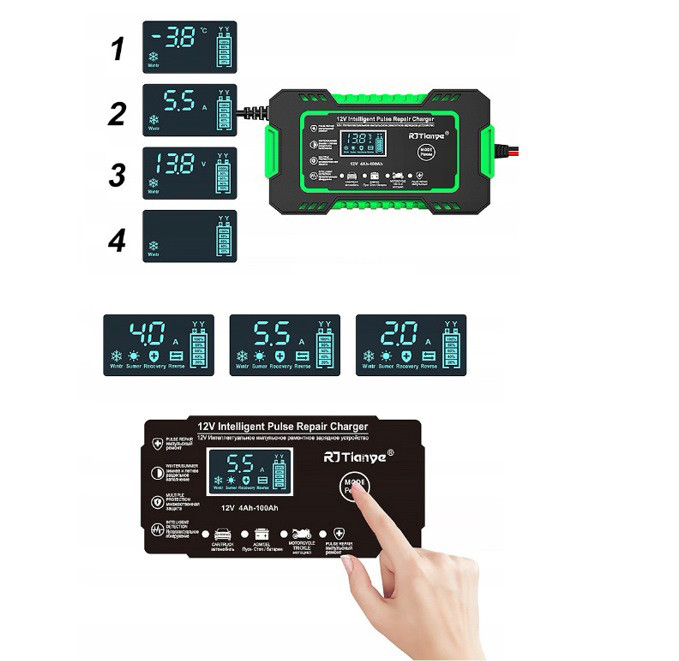 Prostownik akumulatorowy RJ Tianye RJ-C 120501A 12V, 6A - zdjęcie 4