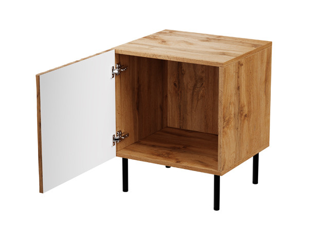 Szafka nocna 2szt. JUNGLE 53,5x40,5x44 dąb wotant + czarne nóżki - zdjęcie 2