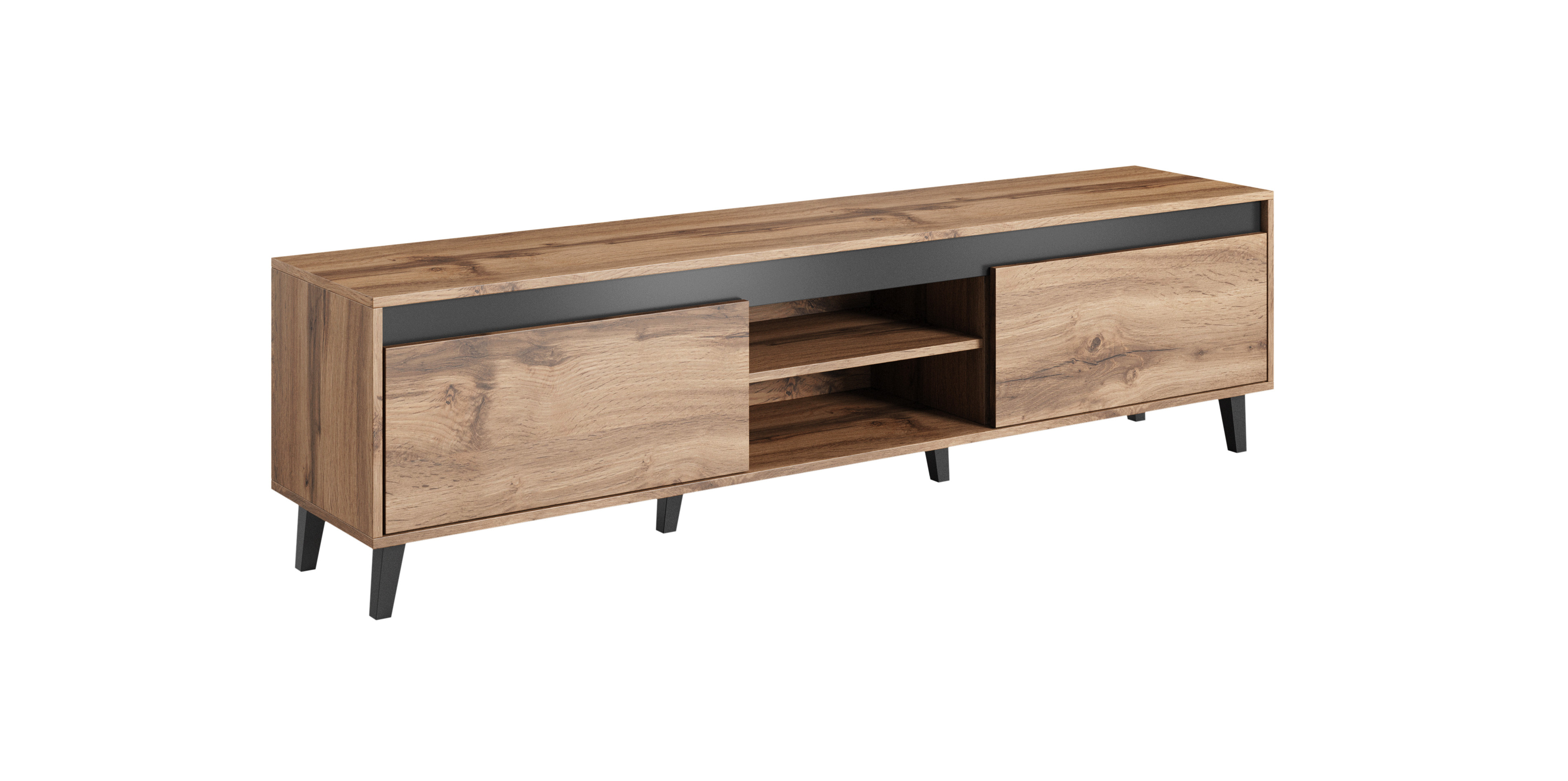 Szafka RTV NORD II 170cm dąb wotan/antracyt - zdjęcie 3