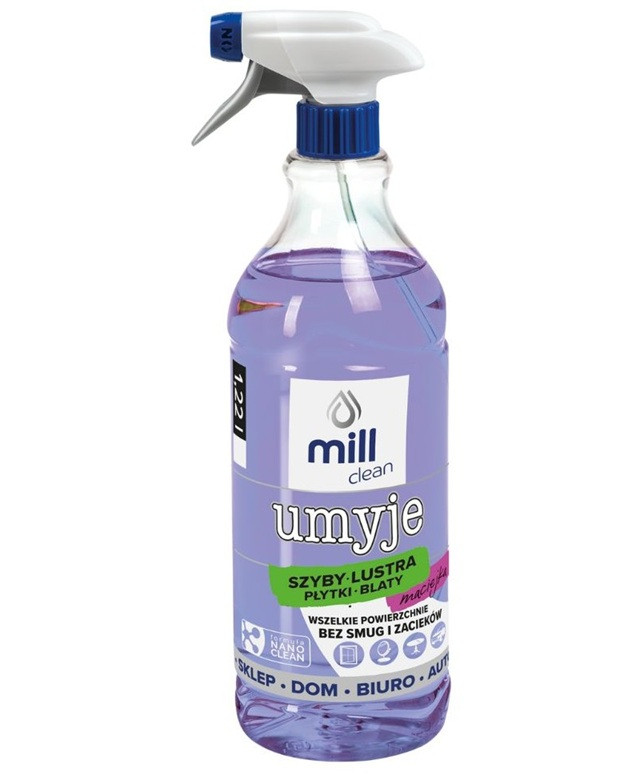 MILL CLEAN UMYJE płyn do mycia szyb, luster, glazury o Zapachu Maciejki 1,22l - zdjęcie 1
