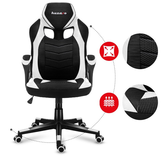 Fotel gamingowy Huzaro Force 2.5 White Mesh - zdjęcie 3