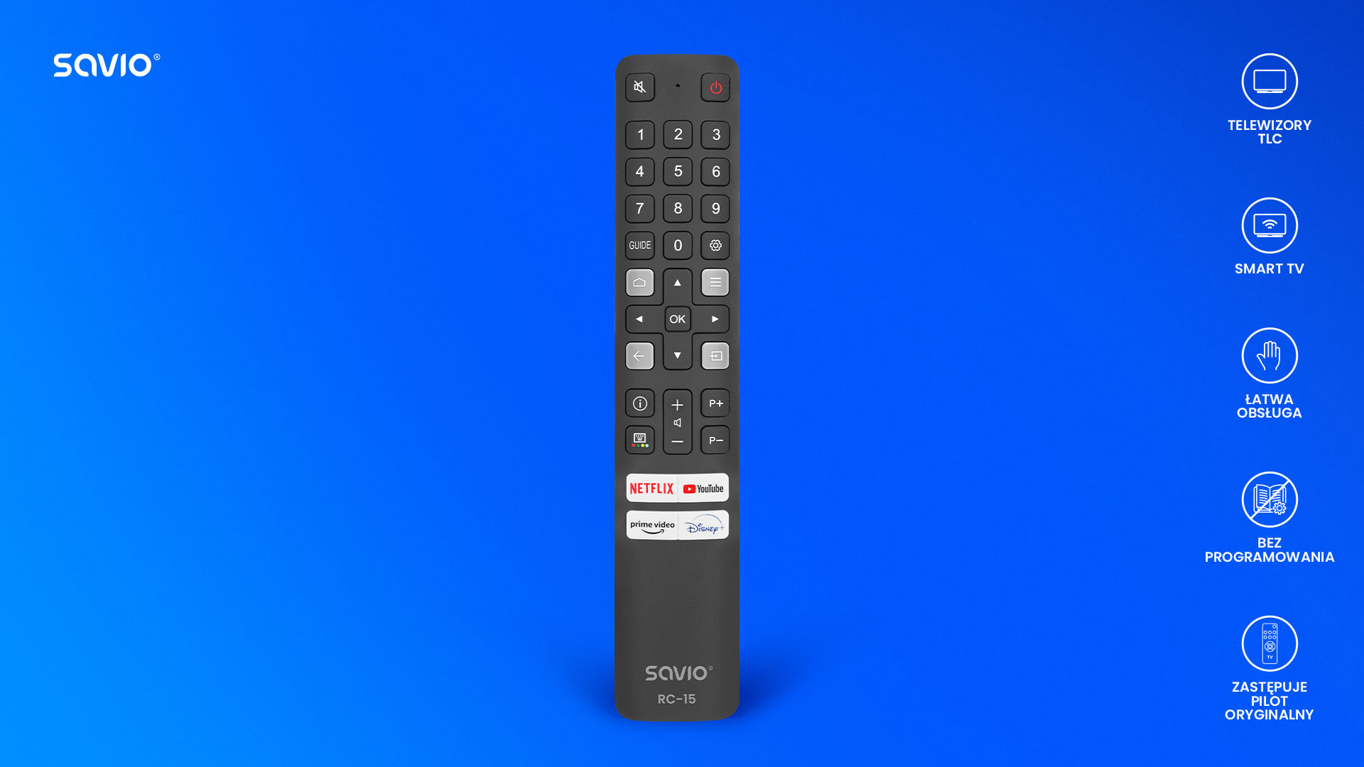 SAVIO PILOT UNIWERSALNY DO TV TCL RC-15 - zdjęcie 2