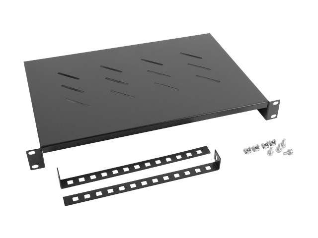 Lanberg półka do szaf 19'' 600mm (1U, 483x300mm, udźwig do 25kg) czarna - zdjęcie 1