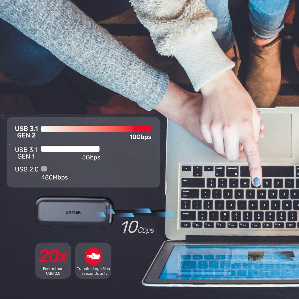 UNITEK HUB USB-C STORAGE M.2, HDMI, USB-C PD 100W, - zdjęcie 3