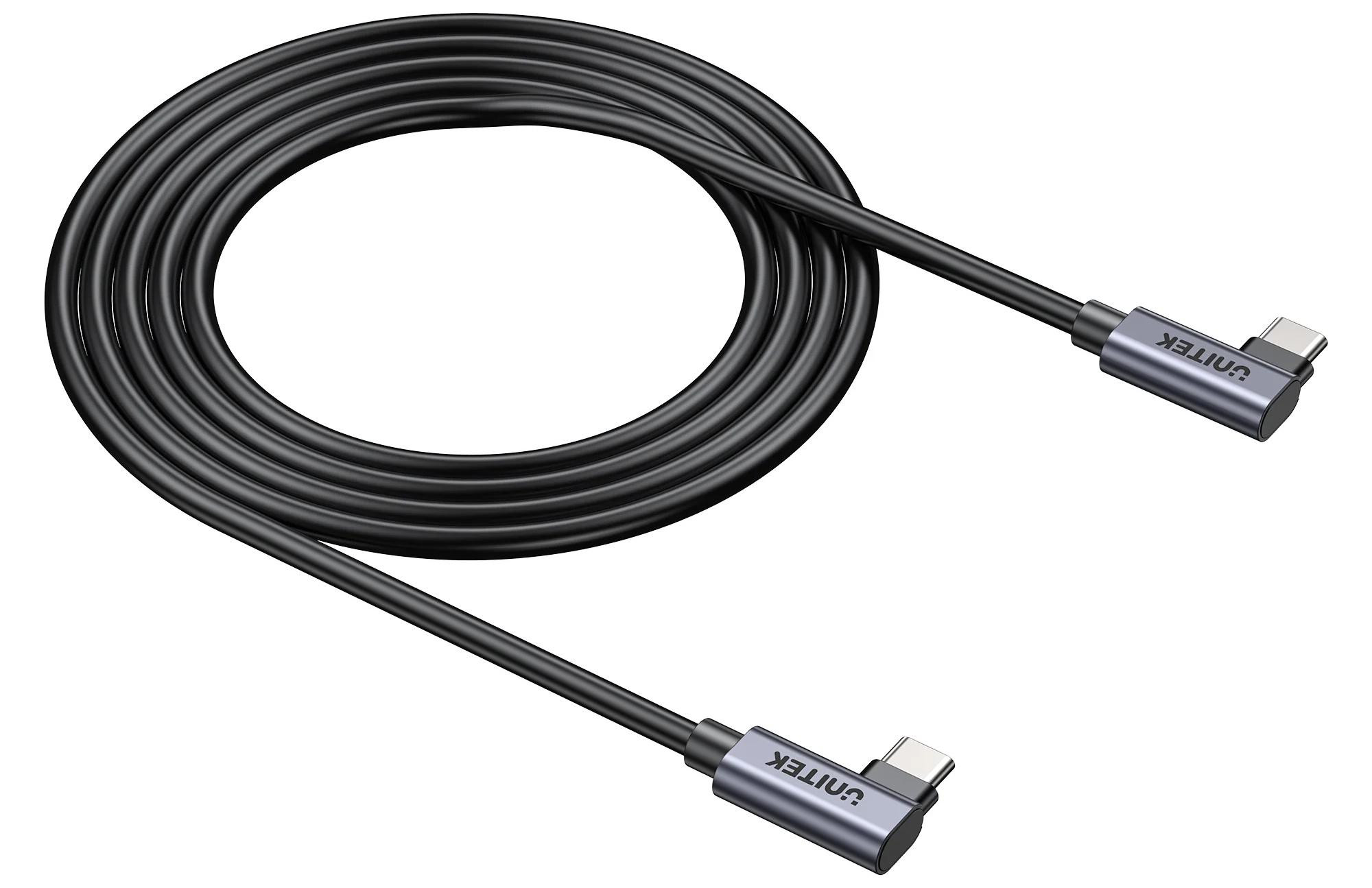 UNITEK KABEL USB-C KĄTOWY 90°/90° PD 100W M/M 1M - zdjęcie 1