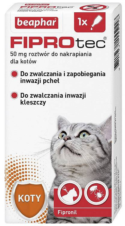 Beaphar FIPROtec Krople dla kota S 50mg x1 - zdjęcie 1