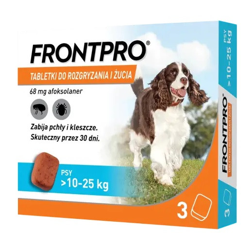 FRONTPRO Tabletki na pchły i kleszcze dla psa (>10-25 kg) - 3x 68mg - zdjęcie 1