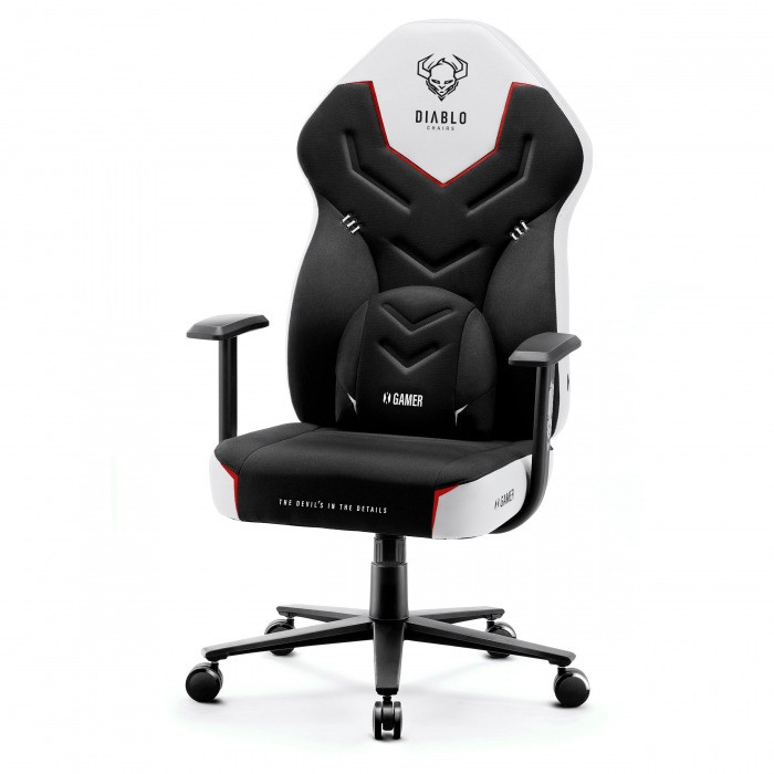 Fotel gamingowy DIABLO X-GAMER fotel czarno-biały - zdjęcie 6