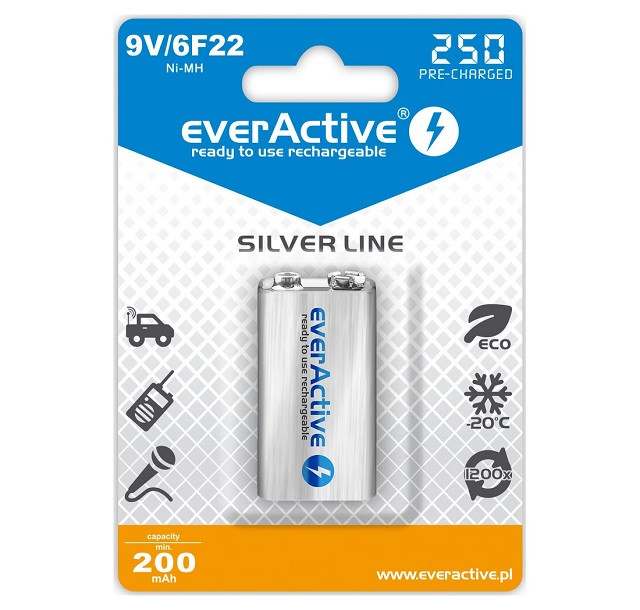 EVERACTIVE AKUMULATORKI 6F22 250MAH EVHRL22-250 - zdjęcie 1