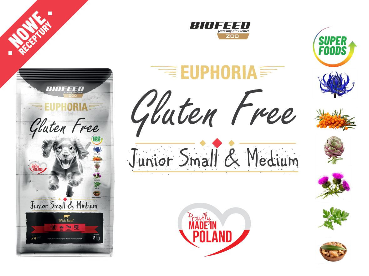 BIOFEED Euphoria Gluten Free Junior small & medium Wołowina - sucha karma dla psa - 12 kg - zdjęcie 1