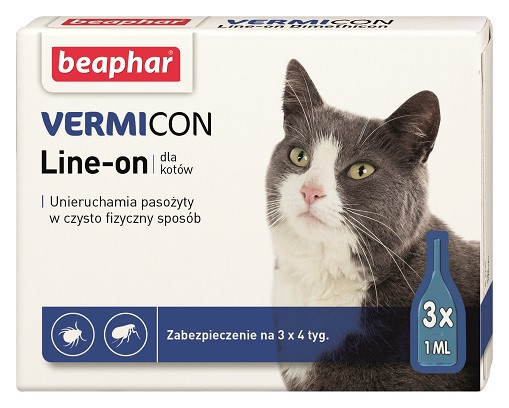 BEAPHAR VERMICON Line-on Cat - krople przeciw pasożytom dla kota - 3x1 ml - zdjęcie 1